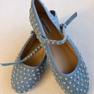 Steve Madden Light Blue Studded Mary Jane Flats